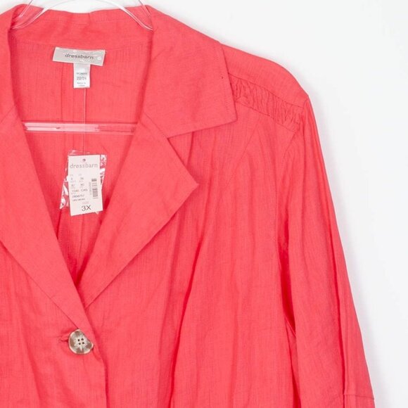 NWT Dress Barn Womens Button Down Linen Shirt Size‎ 22/24 3X Roll Tab Sleeves - Picture 2 of 8